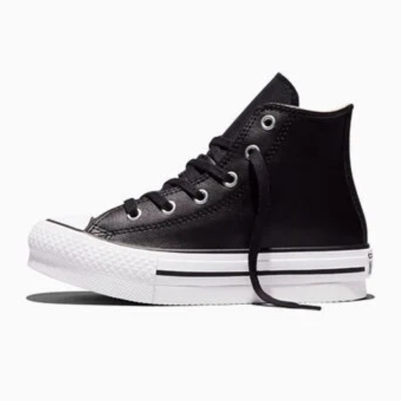 Converse Chuck Taylor All Star Lift Platform Leather High Top Women’s 6.5 Black - Picture 3 of 14